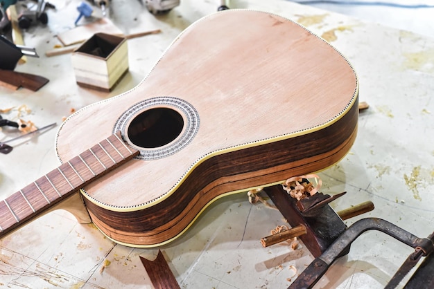 Process of making wooden guitar