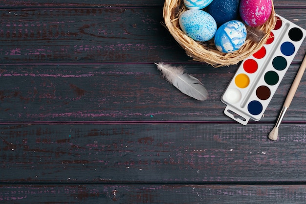 Process of painting Easter eggs