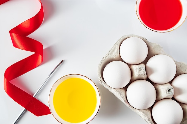 The process of preparing for painting eggs for Easter  