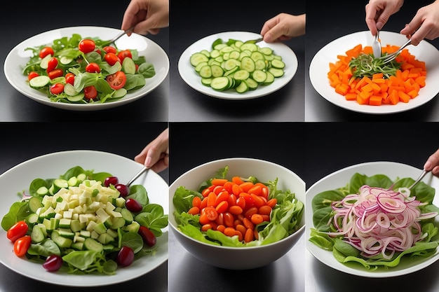 The process of preparing a vegetarian salad ar c