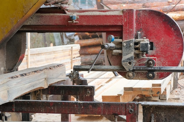 The process of processing logs on the equipment of a sawmill