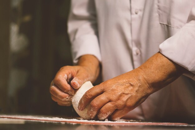 The process of working the dough