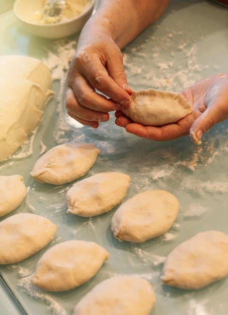 the process of working with the dough and cooking