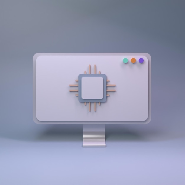 Processor or computer chip symbol 3d render