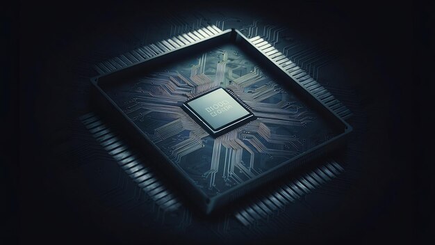 Processor on computer circuit board with microchips generative ai