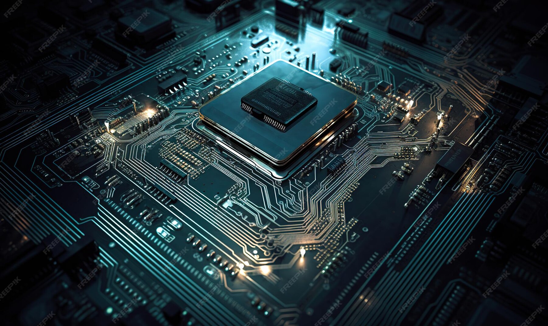集積電子回路基板上のプロセッサ 導体トランジスタとマイクロチップのクローズアップ ジェネレーティブ ai