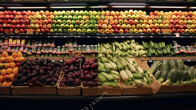 The produce section of the grocery stores in heaven compa Generative ai