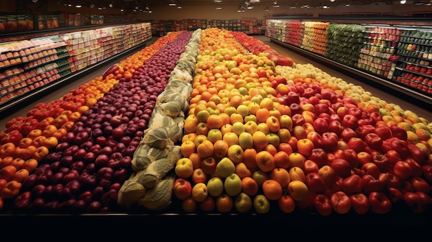 Photo the produce section of the grocery stores in heaven compa generative ai