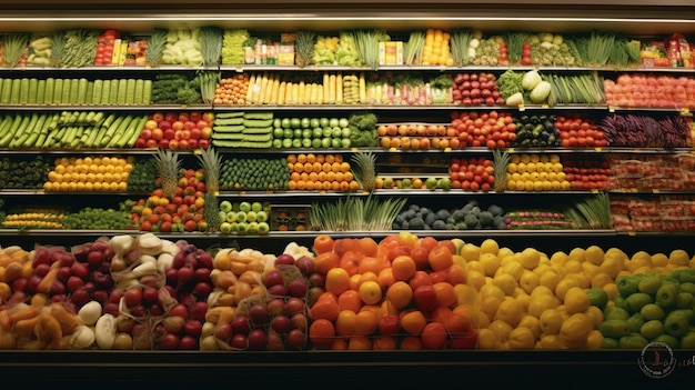 Photo the produce section of the grocery stores in heaven compa generative ai