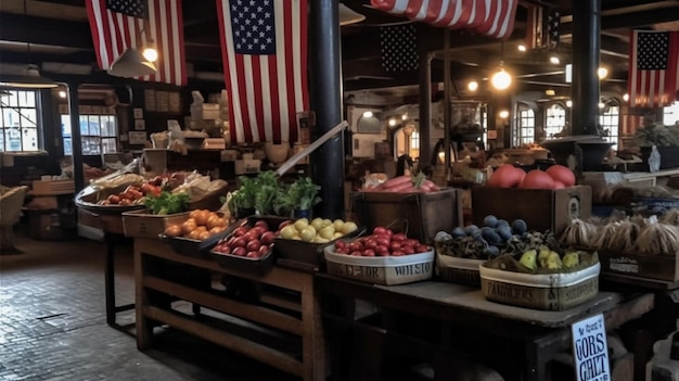 Photo a produce section of the old market