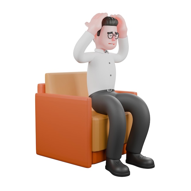Producer sit while hand on head