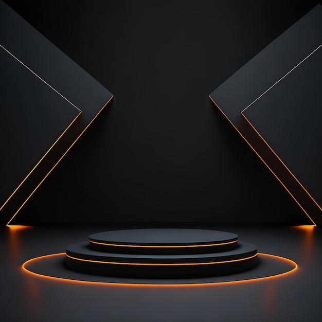 Product achtergrond podium display mockup oranje licht rond podium product