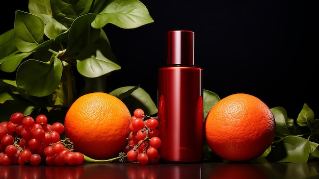 Product commercial photography bottle of perfume with orange