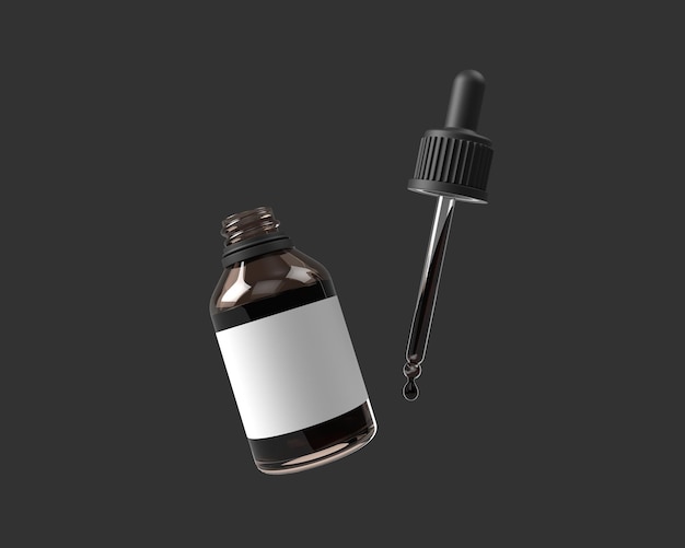 Product cosmetic dropper bottle,3d render mockup.