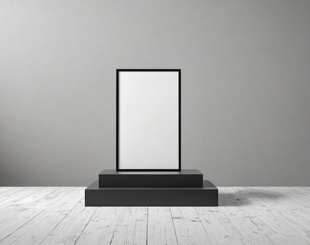 Photo product display mockups booth stand a blank poster on a stand in an empty room