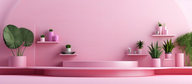 Product display on pink studio background