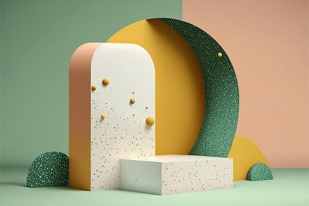 Product display podium made with colourful terrazzo marble generative ai