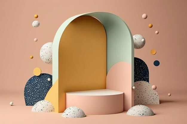 Product display podium made with colourful terrazzo marble generative ai