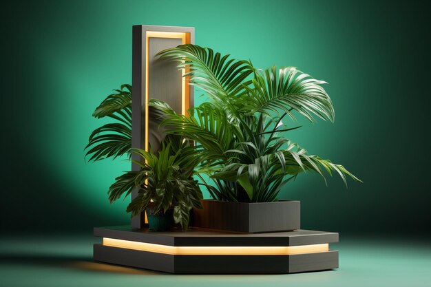 Product display podium in tropical for product presentation