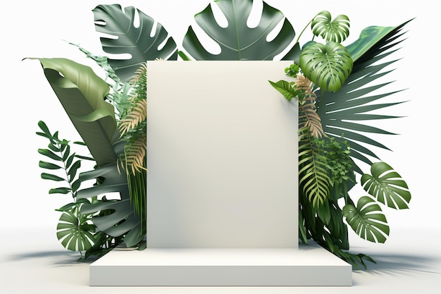 Product display podium in tropical for product presentation