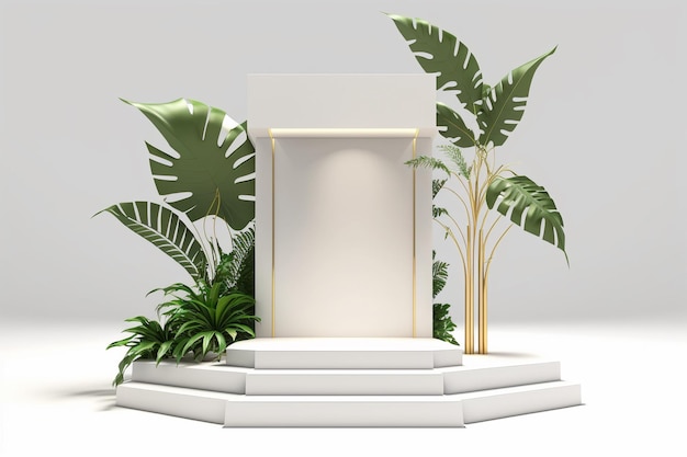 Product display podium in tropical for product presentation