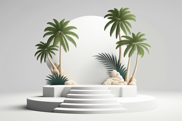 Product display podium in tropical for product presentation