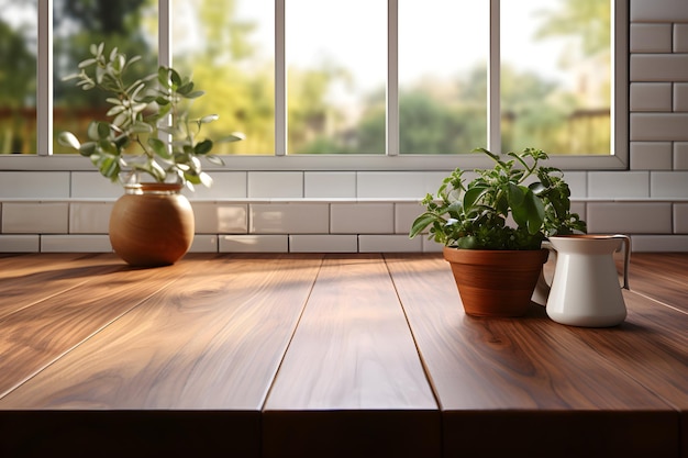 Product Display on Wooden Table Background