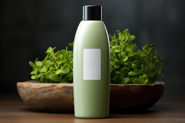 Photo product mockup of a blank shampoo bottle no words text logo