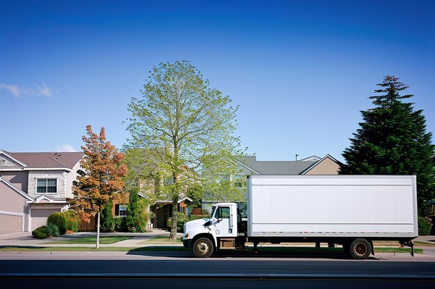 写真 product moving truck in a residential neighborhood