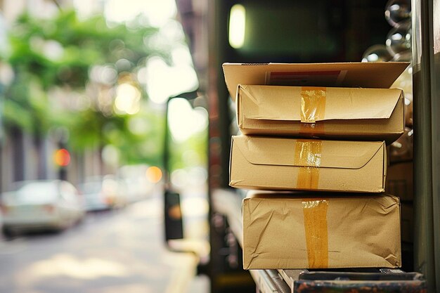 Product Moving Truck with Stack of Bubble Mailers