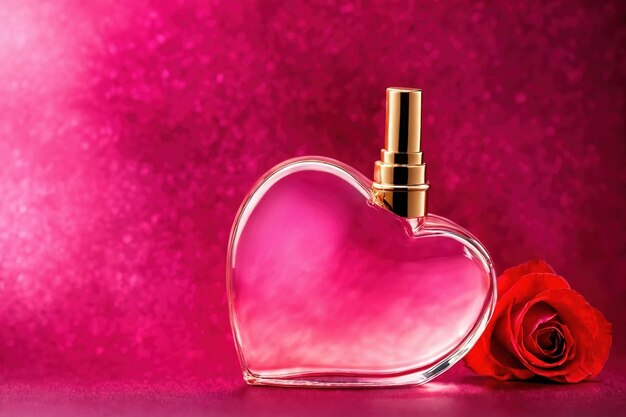 Photo product packaging mockup photo of heart shaped bottle of perfume studio advertising photoshoot