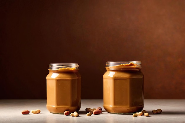 Product packaging mockup photo of Jar of peanut butter studio advertising photoshoot