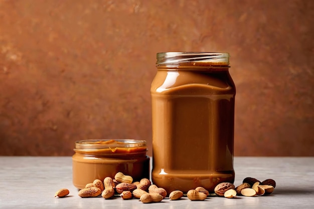 Product packaging mockup photo of Jar of peanut butter studio advertising photoshoot