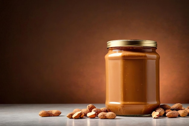Product packaging mockup photo of Jar of peanut butter studio advertising photoshoot