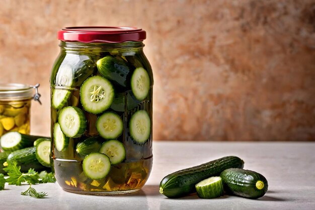 Photo product packaging mockup photo of jar of pickled cucumbers studio advertising photoshoot