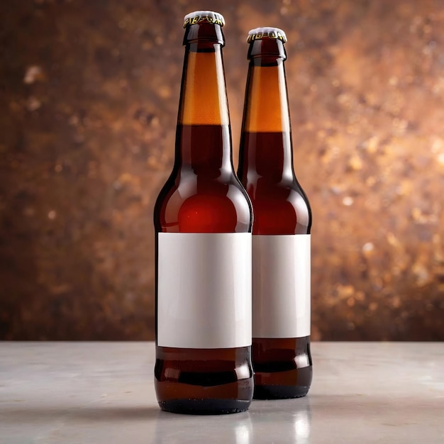 製品パッケージのモックアップ写真 ビールのボトル スタジオの広告撮影