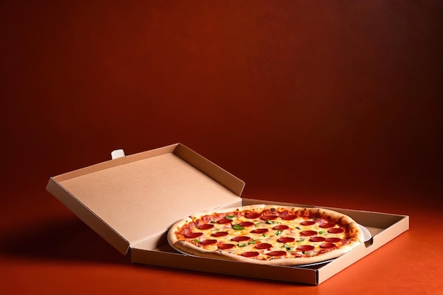 Product packaging mockup photo of Pizza box studio advertising photoshoot