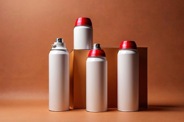 Product packaging mockup photo of Spray can studio advertising photoshoot