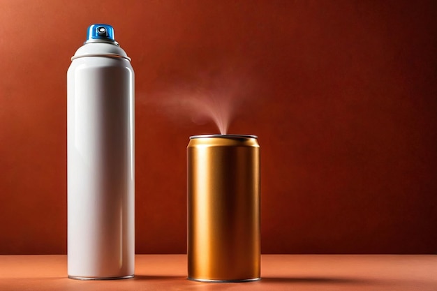 Product packaging mockup photo of Spray can studio advertising photoshoot