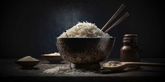 Product photo of Chinese Rice in dark background restaurant background