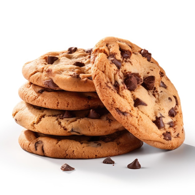 product photo of a group of cookies with chocolate chips isolated background