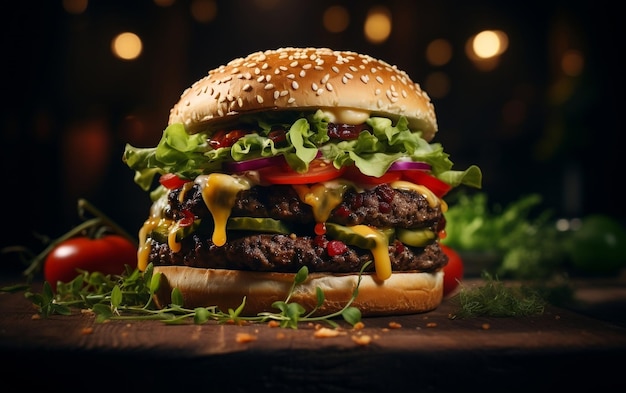 Product photo of an incredibly delicious Veggie Burger Generative Ai