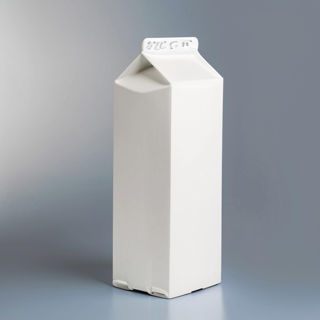 Product photo of a white milk carton advertising clean background