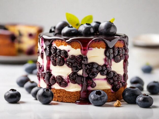 Product Photography of Blueberry cake with white background