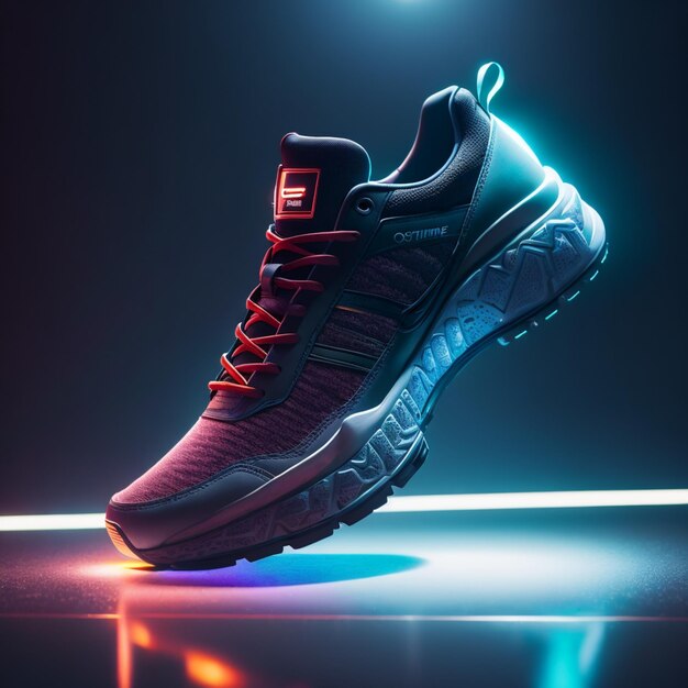 product photography of a cybepunk sneaker epic rendering octane atmosphere particles