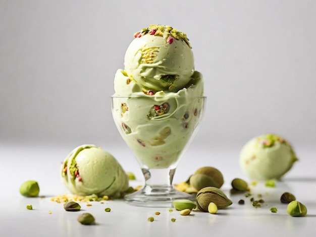 Product Photography of Pistachio Ice Cream in a bowl