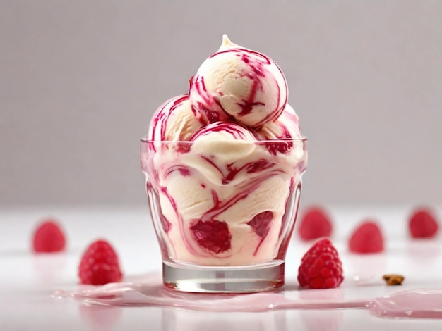 Product Photography of Raspberry Ripple Ice Cream in a bowl