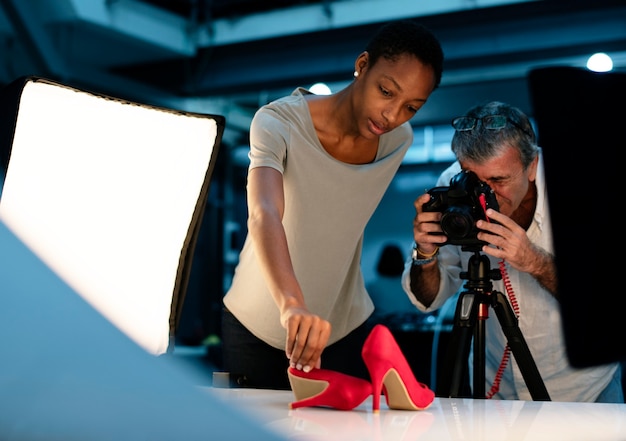 Product photography shoot of shoes