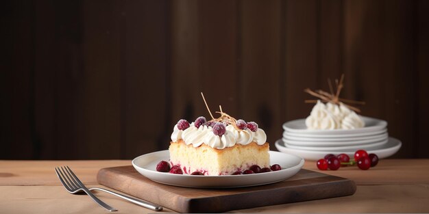製品写真 白い皿に盛られたトレス レチェ ケーキ