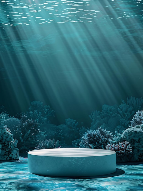 product podium display presentation with underwater ocean background ai generated